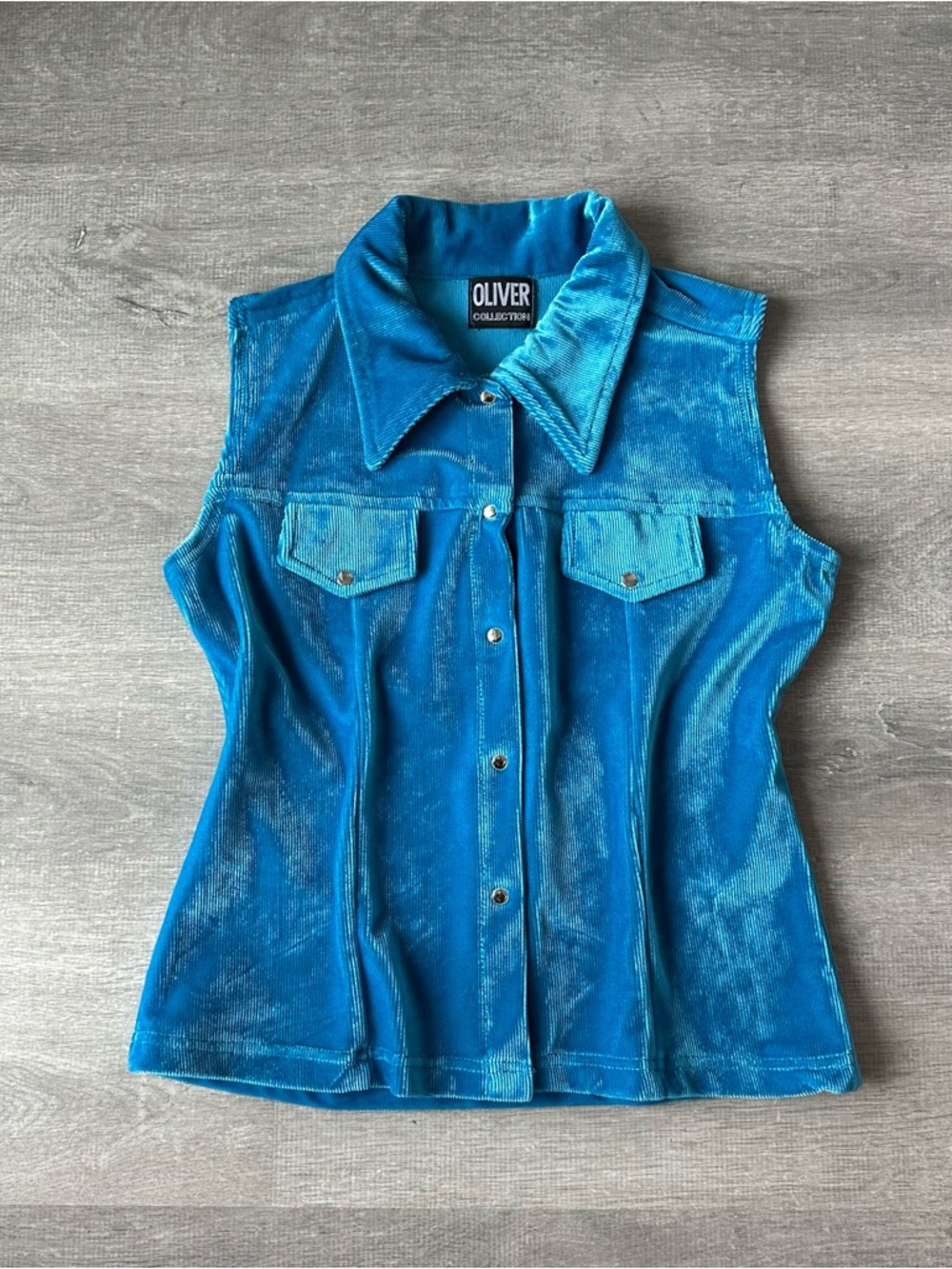 Vintage Oliver Collection Blue Corduroy Vest Top Y2K Grunge